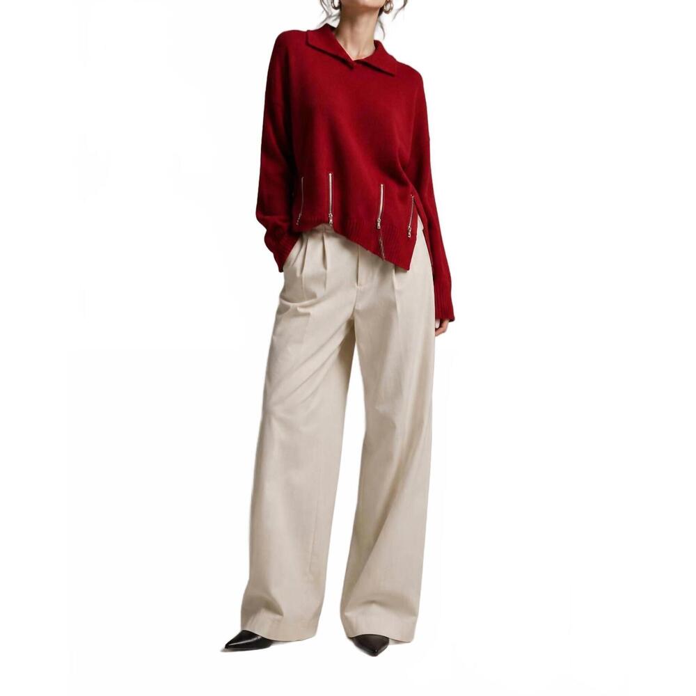 NEW PIER ANTONIO GASPARI high neck cut sweater top in red